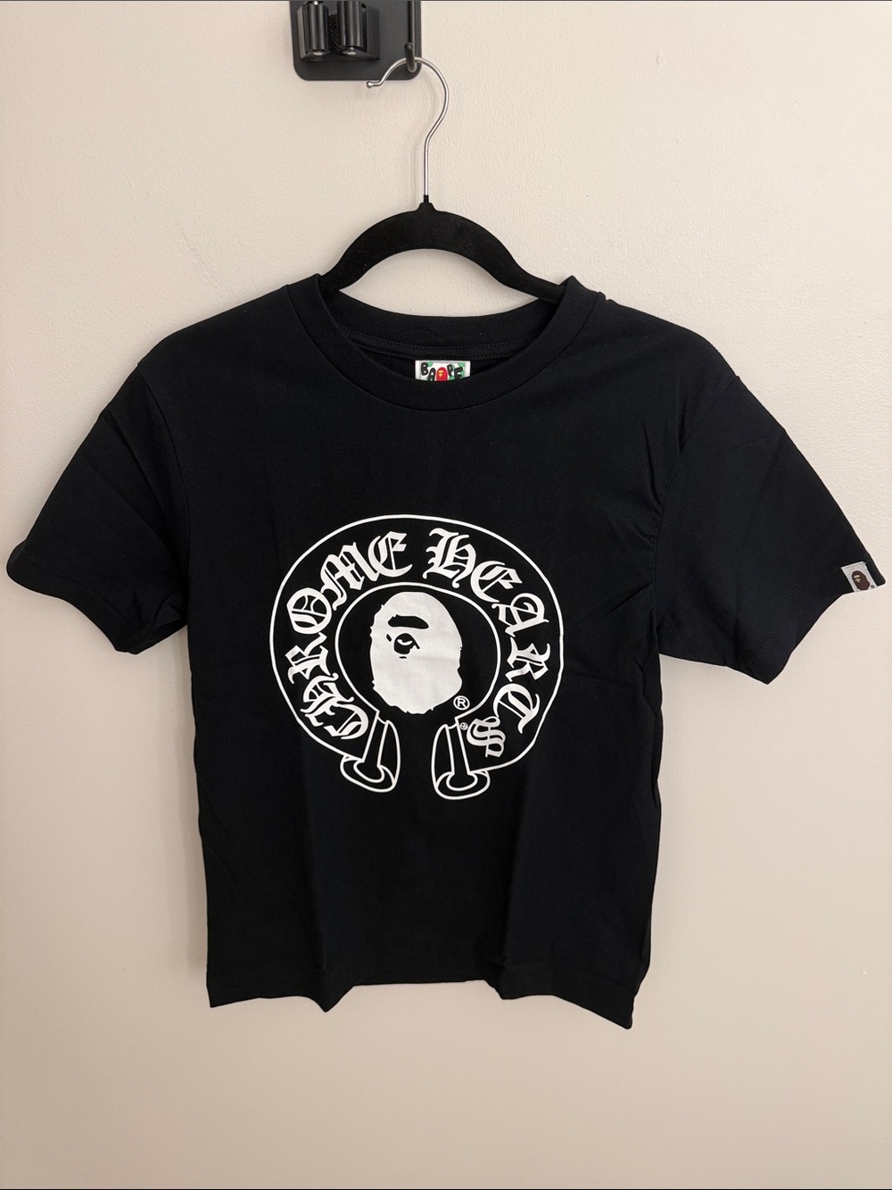 Bape x chrome Black Graphic Tee with White Logo
